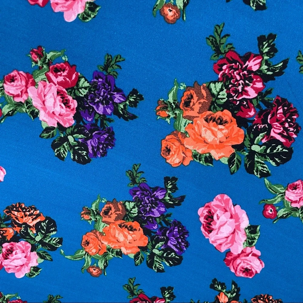Lularoe Maxi Skirt Floor Length Floral Rose Swim Cover Tube Dress Blue Small - Picture 4 of 7